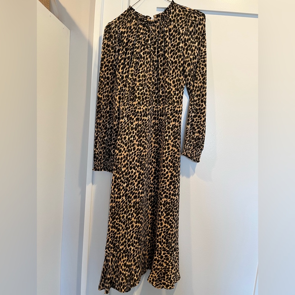 J. Crew leopard print midi dress. Great condition, worn once